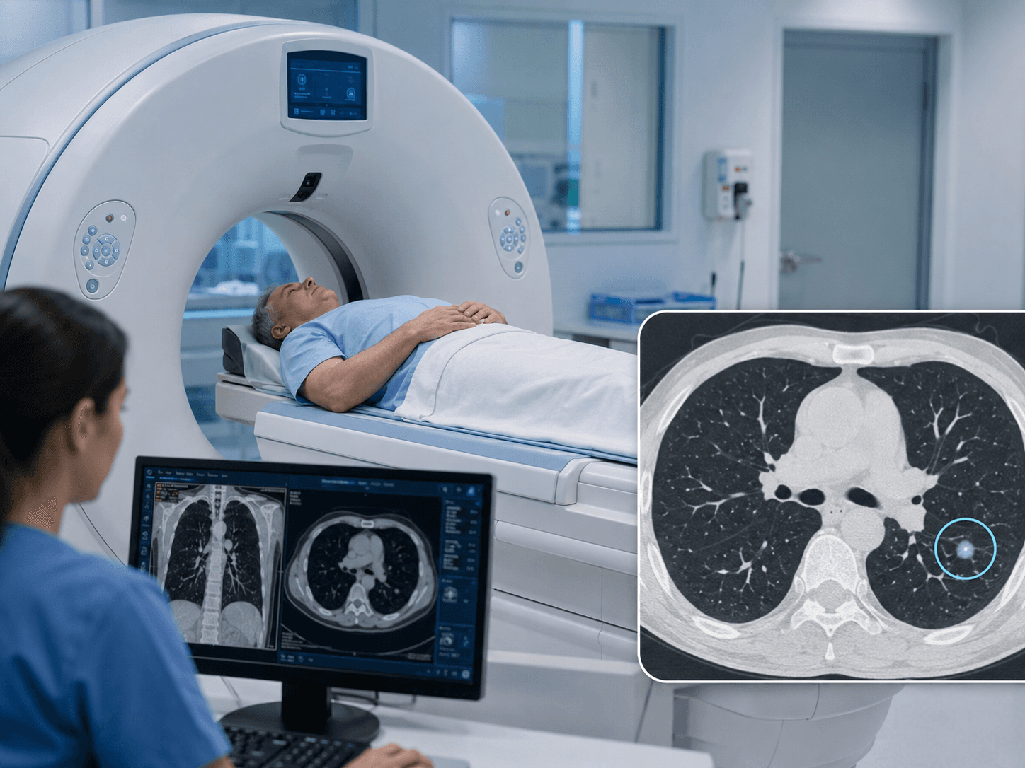 Computertomographie-Aufnahme der Lunge als Symbolbild für Lungenkrebs-Früherkennung mit Niedrigdosis-CT
